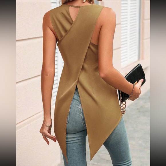 Boho brown crisscross back tank top - Picture 6 of 16